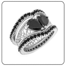 Load image into Gallery viewer, Broken Heart 3 ring Set in Sterling Silver
