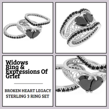 Load image into Gallery viewer, Broken Heart 3 ring Set in Sterling Silver