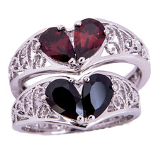Load image into Gallery viewer, BROKEN HEART Sterling Silver Ring- Garnet or Jet Tears
