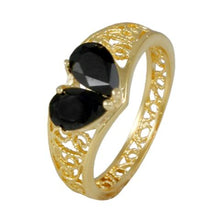 Load image into Gallery viewer, BROKEN HEART Sterling Silver Ring- Garnet or Jet Tears