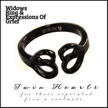 Load image into Gallery viewer, HEARTS APART -Widows Ring for Soulmates Black Stainless Steel Ring
