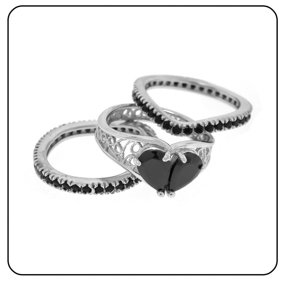 Broken Heart 3 ring Set in Sterling Silver