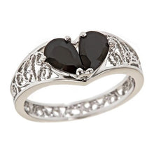 Load image into Gallery viewer, BROKEN HEART Sterling Silver Ring- Garnet or Jet Tears
