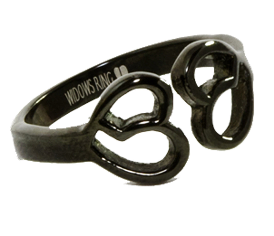 HEARTS APART -Widows Ring for Soulmates Black Stainless Steel Ring