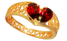 Load image into Gallery viewer, BROKEN HEART Sterling Silver Ring- Garnet or Jet Tears
